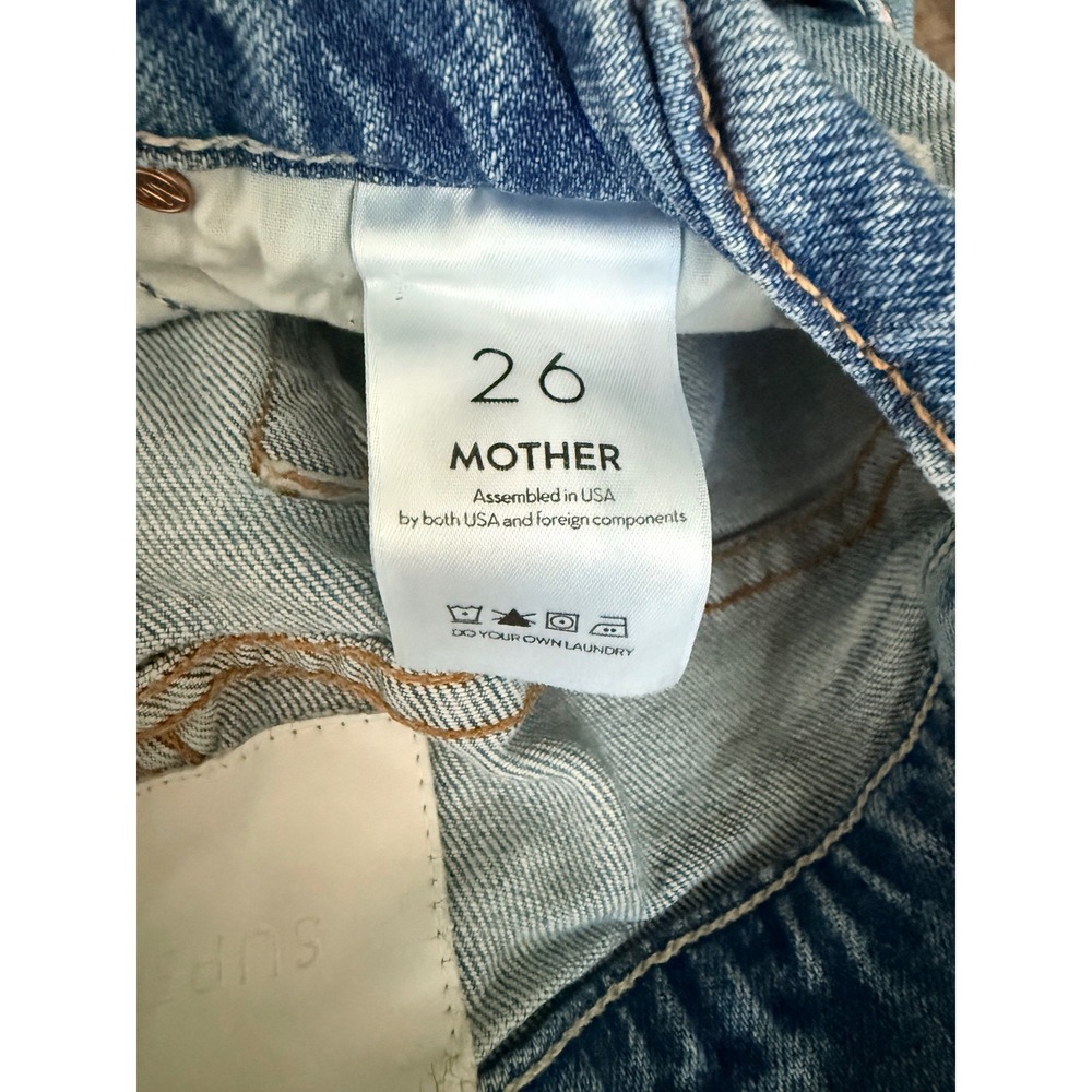 Mother Superior High Waisted Straight Leg Distressed Jeans Light Wash Size 26 - Picture 8 of 16